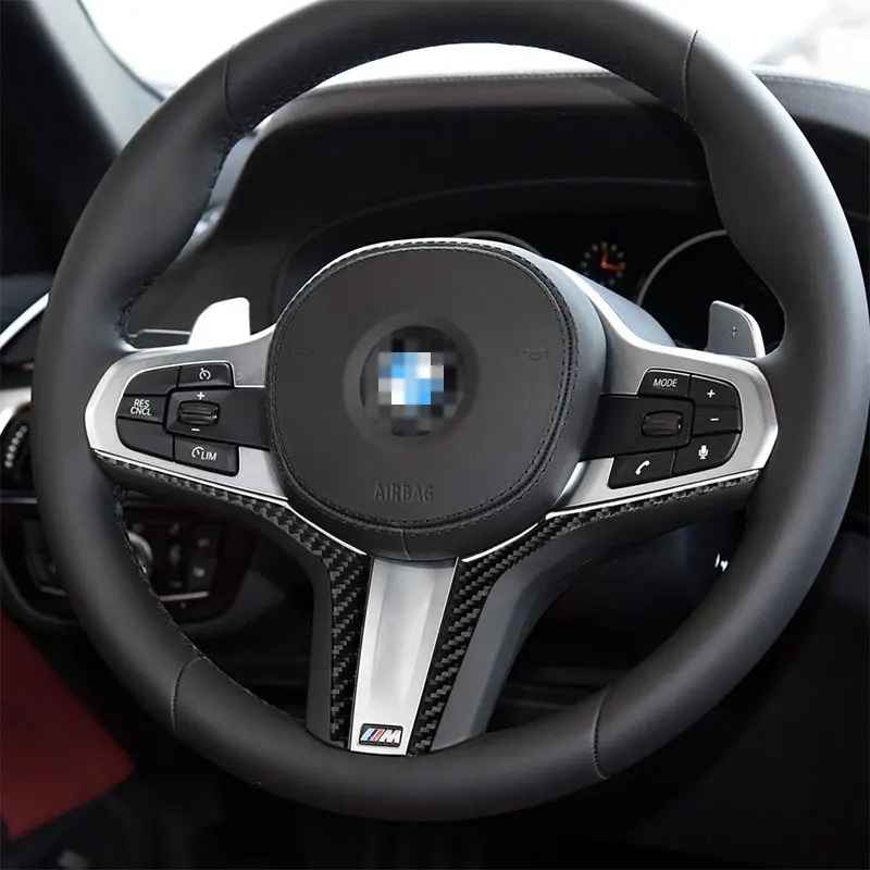 1set Anglies Pluošto Automobilio vairo Lipdukas Apdaila Už Naujas 5 serijos BMW G30 X3 G01 X4 G02 2019 2020 2021 Interjero Priedai