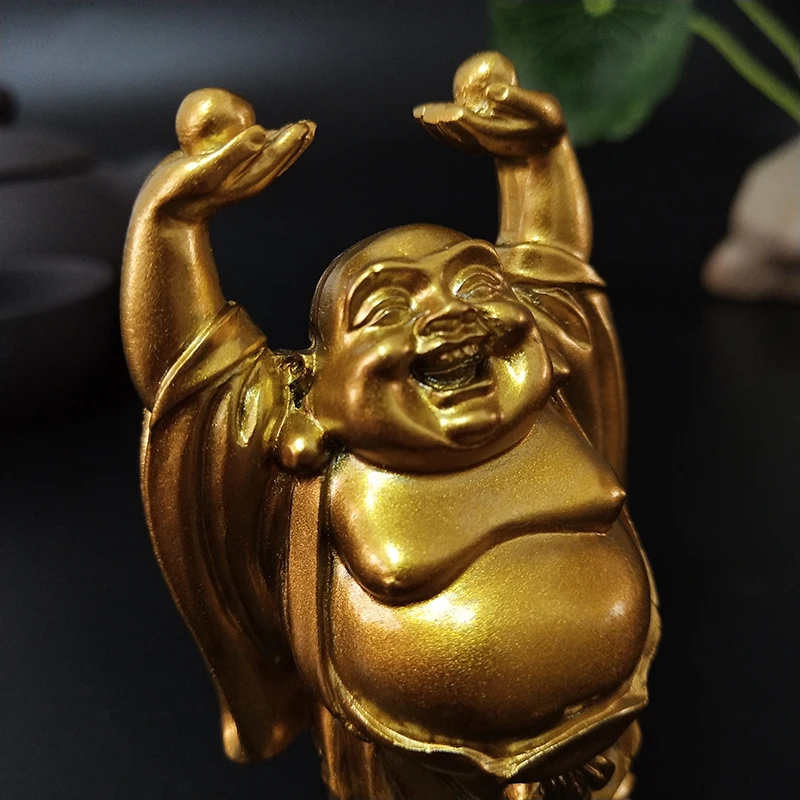 Aukso Kinijos Laughing Buddha Statula Papuošalai Feng Shui Maitrėjos Budos Skulptūros Figūrėlės Namų, Sodo Puošmena Statulos
