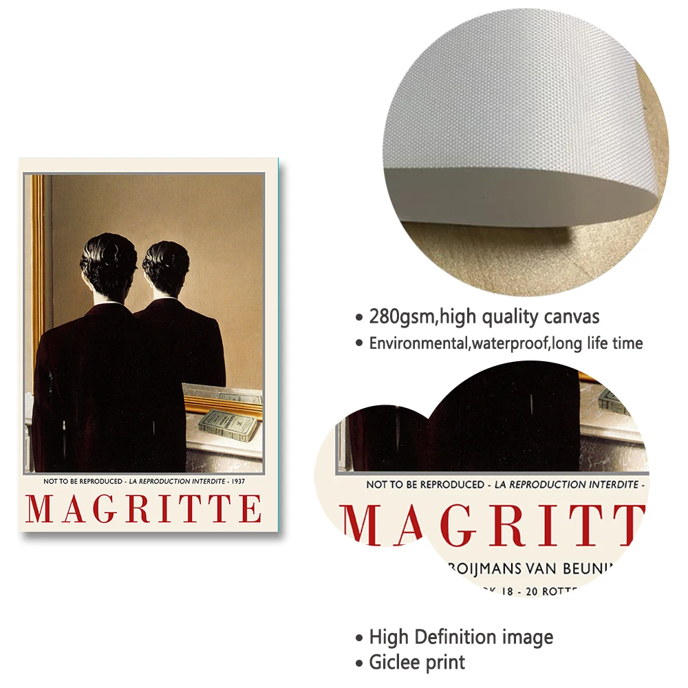 Rene Magritte Drobės Tapybos Klasika Skaičius Vyro Kūrinio Atgaminimas, Plakatai ir Spausdinimo Sienos Meno Nuotrauką Kambarį Cuadros