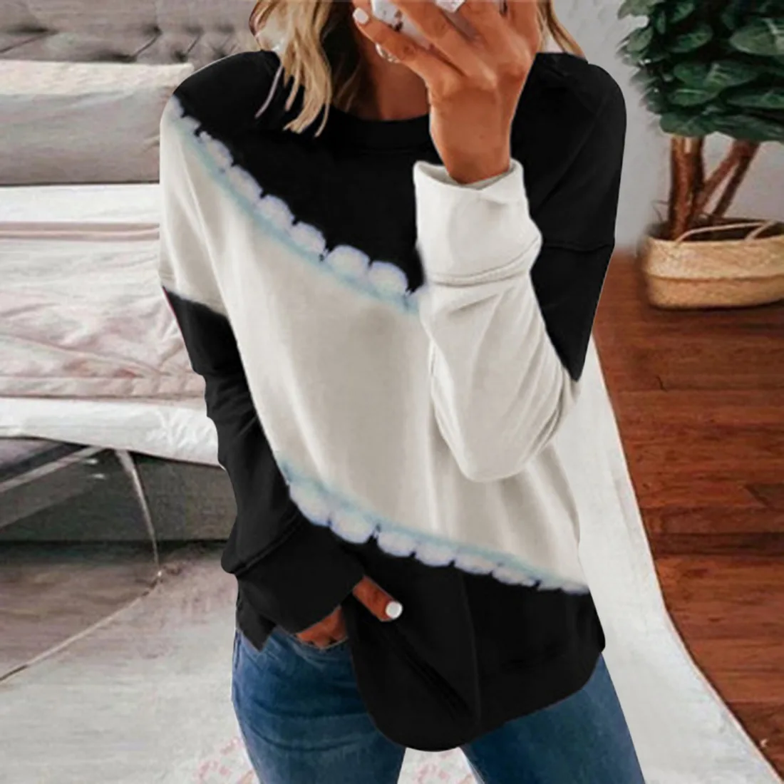 Didelio Dydžio moteriški Sweatershirt 2020 M. Pavasarį, Rudenį Naujų Sudurti Megztinis Moteriška Dugno Marškinėliai Atsitiktinis Trikotažas Blusa Viršūnės