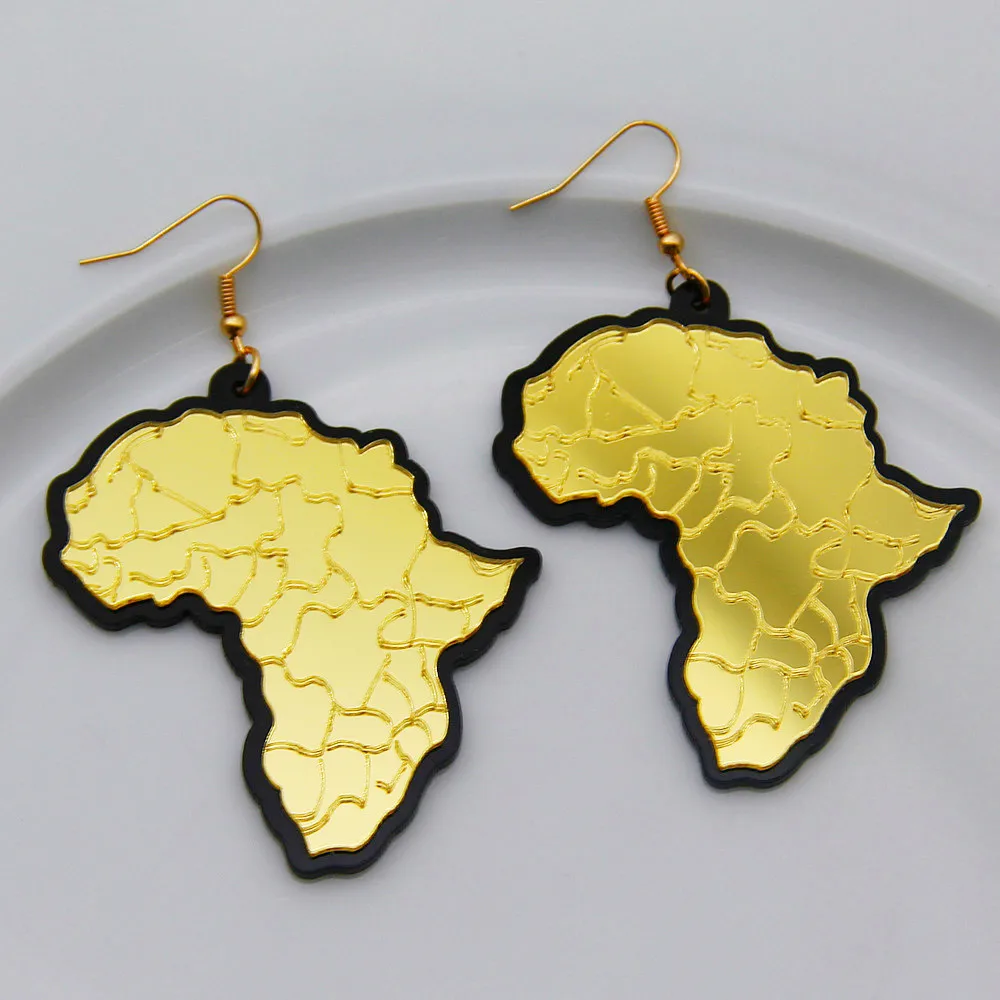 Pareiškimas Aukso Spalvos Akrilo Afrikos Žemėlapis Lašas Auskarai Moterims Derliaus Geometrinis Didelis Dervos Žemėlapis Auskarai Mados Juvelyrika Dovanos