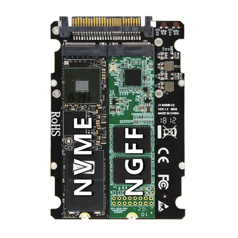 M. 2 SSD U. 2 2 Adapteris 1 M. 2 NVMe Klavišą B/M NGFF SSD su PCI-e U. 2 SFF-8639 Adapter PCIe M2 Konverteris Stalinį Kompiuterį