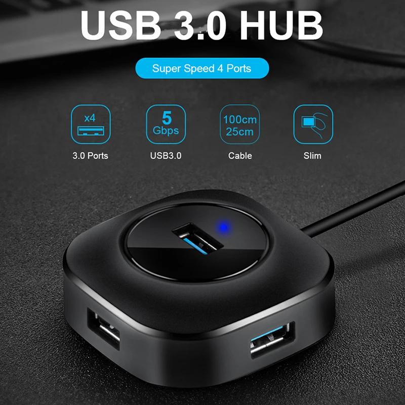USB Hub USB 3.0 Hub USB 2.0 Multi Adapteris, Splitter 4 Uostų Greitis Mini Kelis 3 Gyv usb3.0 HUB Port USB Hub Expander Nešiojamas kompiuteris