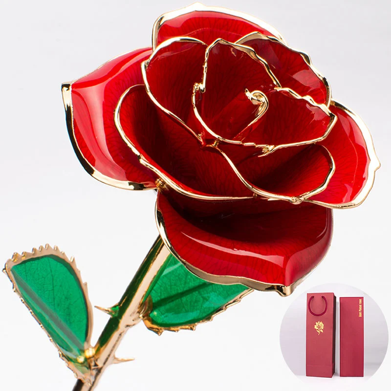 24K Auksu Rose Romantiška Eternal Rose Amžinąjį Gėlė su Stovu-Geriausia Dovana Valentino Dienos, Motinos Dienos, Vestuvių TE889
