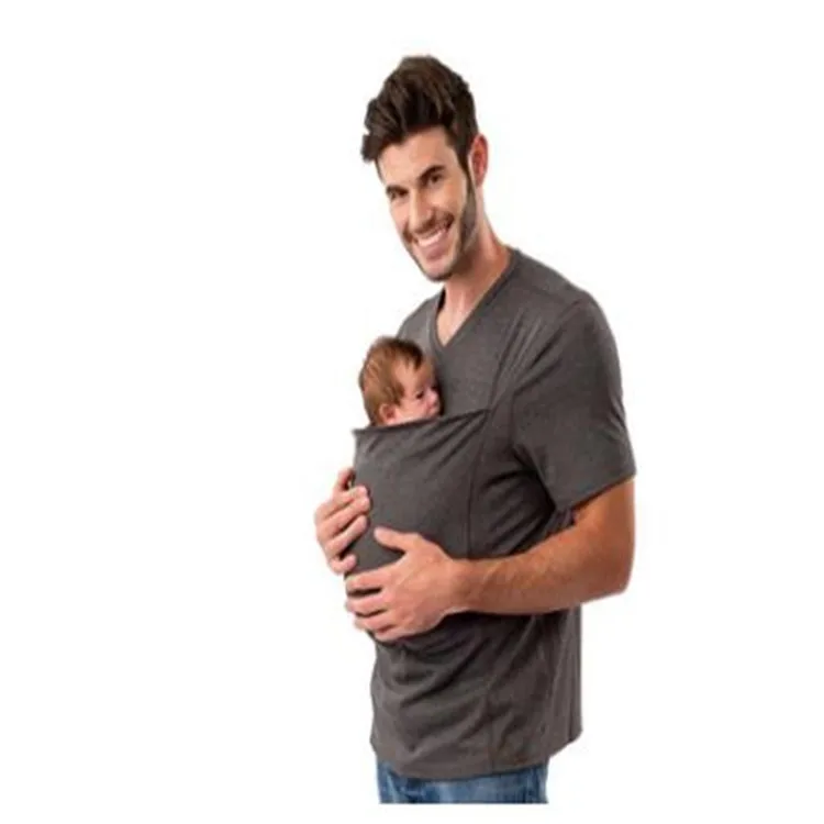 Nauja Tėvas Vežėjas T-shirt 2020 viršūnes baby carrier, packback daugiafunkcį vasaros priekiniai atlikti kangaroo kišenės drabužius tėtis pappy