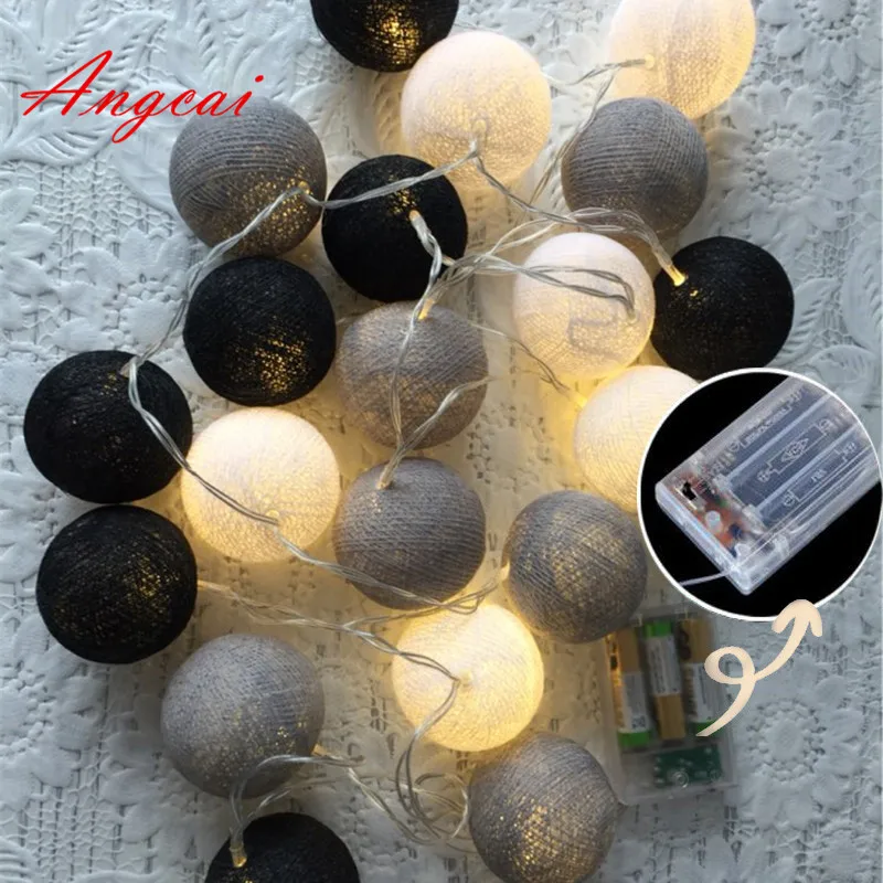 Tajų stiliaus medvilnės kamuolys led pasakų string žibintai , šalis vestuvių namų miegamajame stovykla dekoro 3*AA 110V, 220V, luminaria lempos