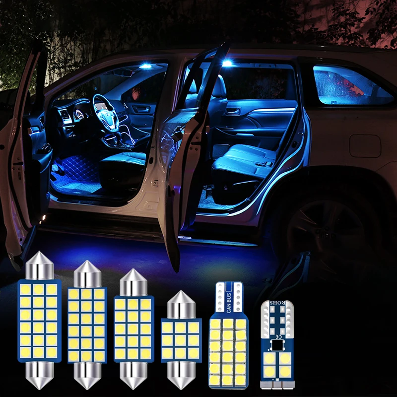6x T10 W5W LED Lemputės Automobilių Salono Atmosfera, šviesos Licencijos numerio apšvietimo Lemputės Kamieno Lempa, rinkinys, Skirtas 