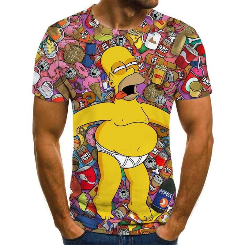 Vasarą Karšta Anime Simpsonų 3D Juokinga T-shirt Karšto Animacinių filmų Vyrų ir Moterų Apvalios Kaklo Viršuje 3DT Marškinėliai Hip-Hop Harajuku Gatvėje Įdomus Viršaus
