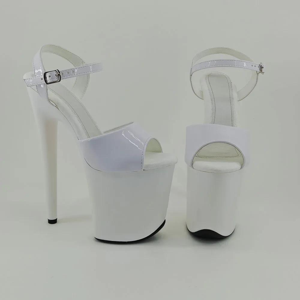 Leecabe Shinny Balta stilius aukšto kulno sandalai 20cm seksualus modelis batai ašigalio šokių bateliai