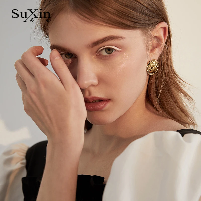 SuXin auskarai 2020 naujas paprastas apvalus retro auskarai moterims, ilgai lydinio pakabukas auskarai papuošalai dovana