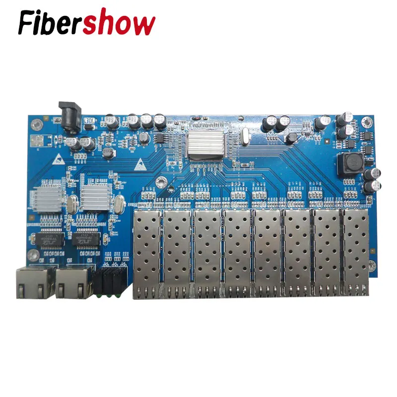 Gigabit Ethernet Media Converter 8 Port SFP 1,25 G solt 2 RJ45 PCBA valdybos 10/100/1000M