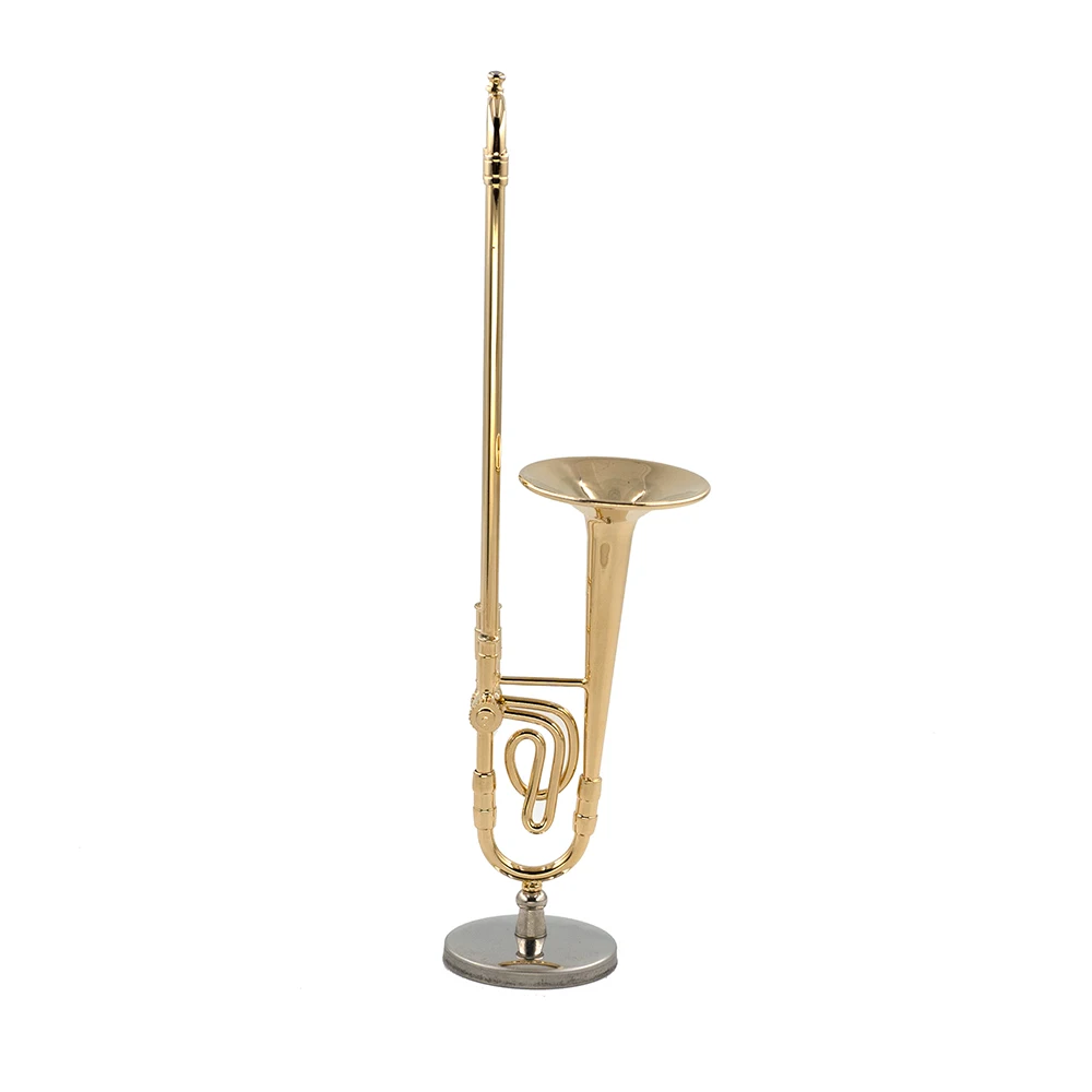Miniatiūriniai Gryno Vario Trombonas Modelis su Paramos Mini Muzikos Instrumentas, 1/12 Lėlių ob11 1/6 Veiksmų skaičius, Priedai bjd