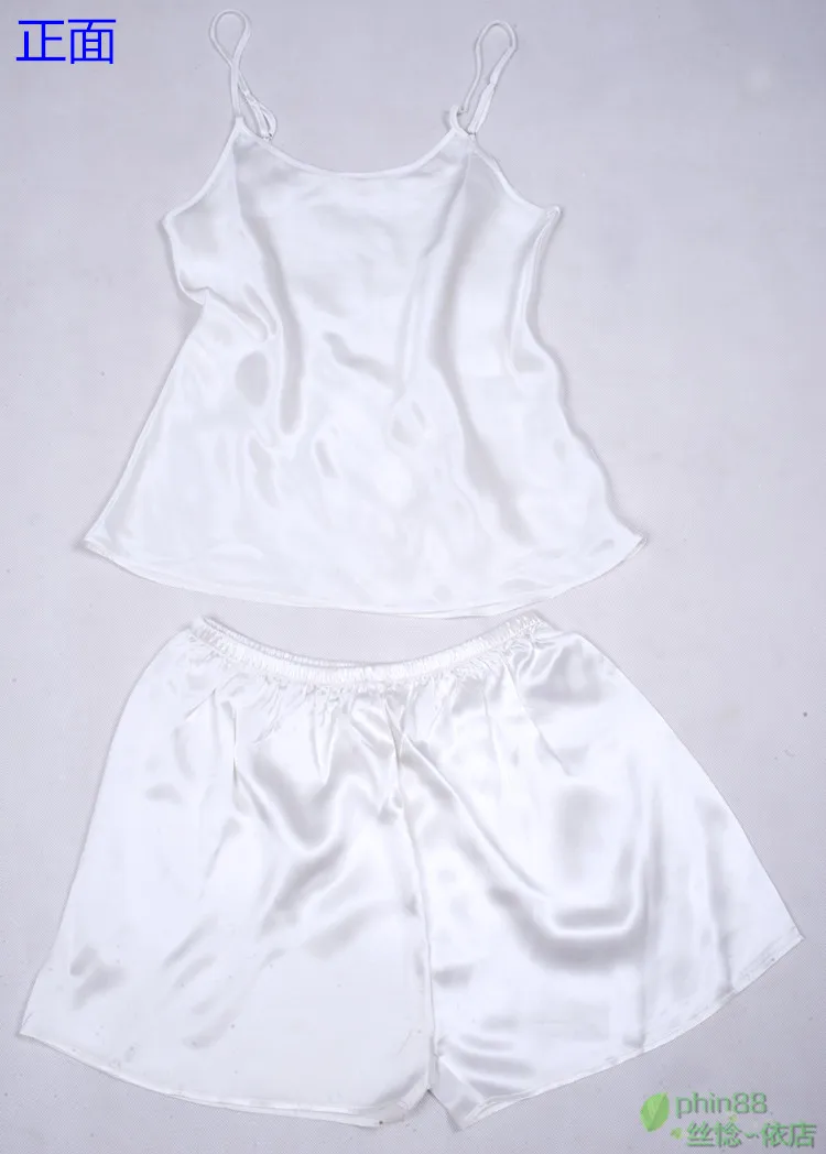 Kokybės Gryno Šilko Moterų Camisole Šortai Pajama Nustatyti Sleepwear M-2XL YM004