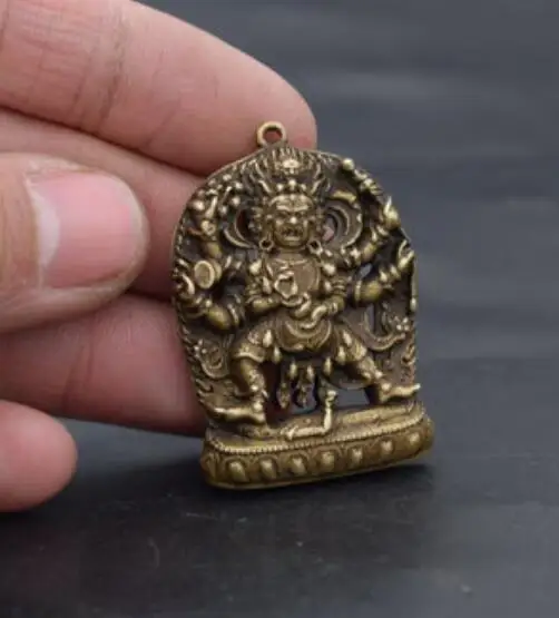 Kinijos archaize gryno žalvario Šešių rankos Budos mažas Amuletas statula