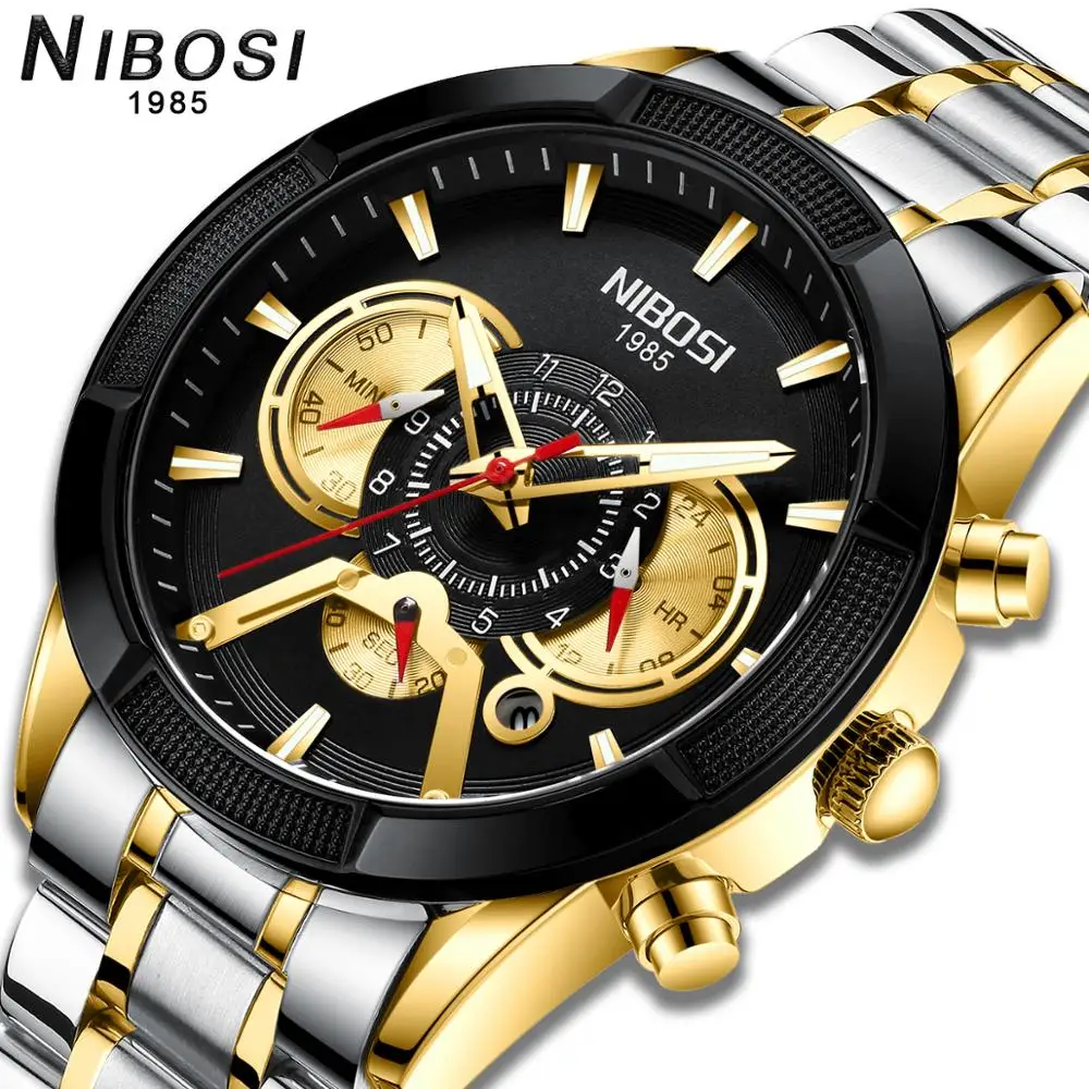 NIBOSI 2020 naujas Mados vyrai laikrodžiai top brand prabangių Sportinių Chronograph Kvarcas Žiūrėti Vyrai Su Nerūdijančio Plieno Relogio Masculino