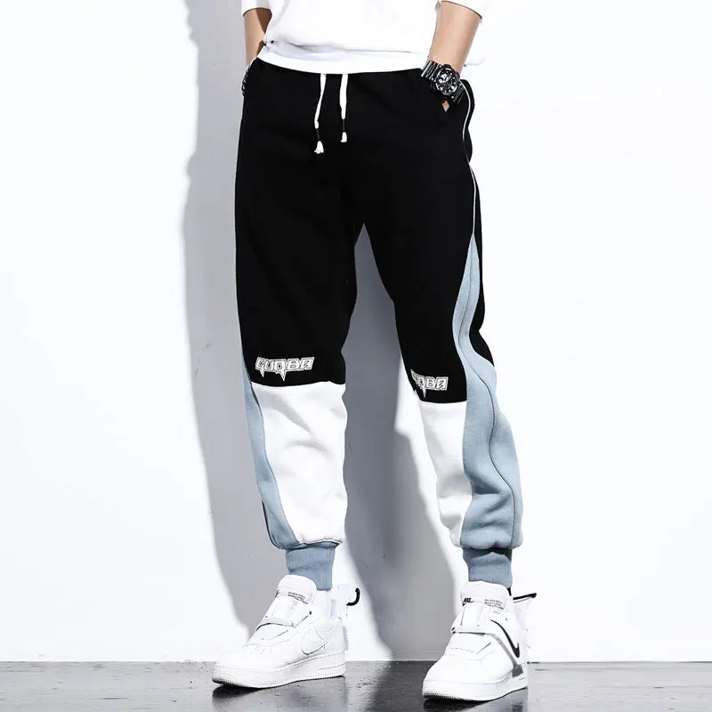 Mados Streetwear Vyrų Atsitiktinis Poilsiu Kelnės Juoda Balta Spliced Dizaineris Krovinių Kelnės Vyrams Techninis Apačioje Hip-Hop Sweatpants Hombre