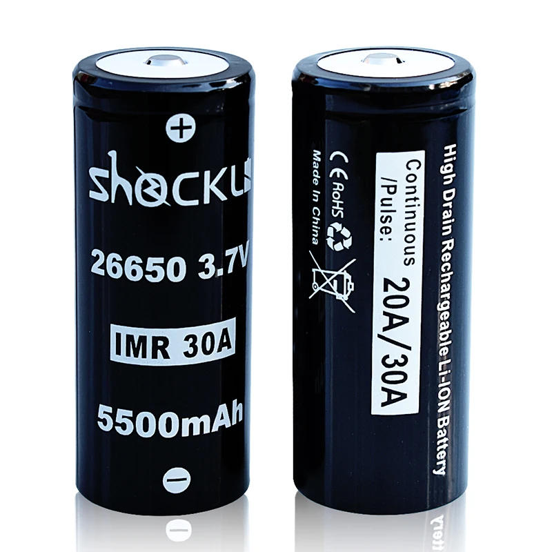 26650 Baterija Shockli 3.7 V 5500mAh didelės talpos 30A Ličio Įkraunama Baterija Didelės Galios Žibintuvėlis Šviesos LED Žibintuvėlis