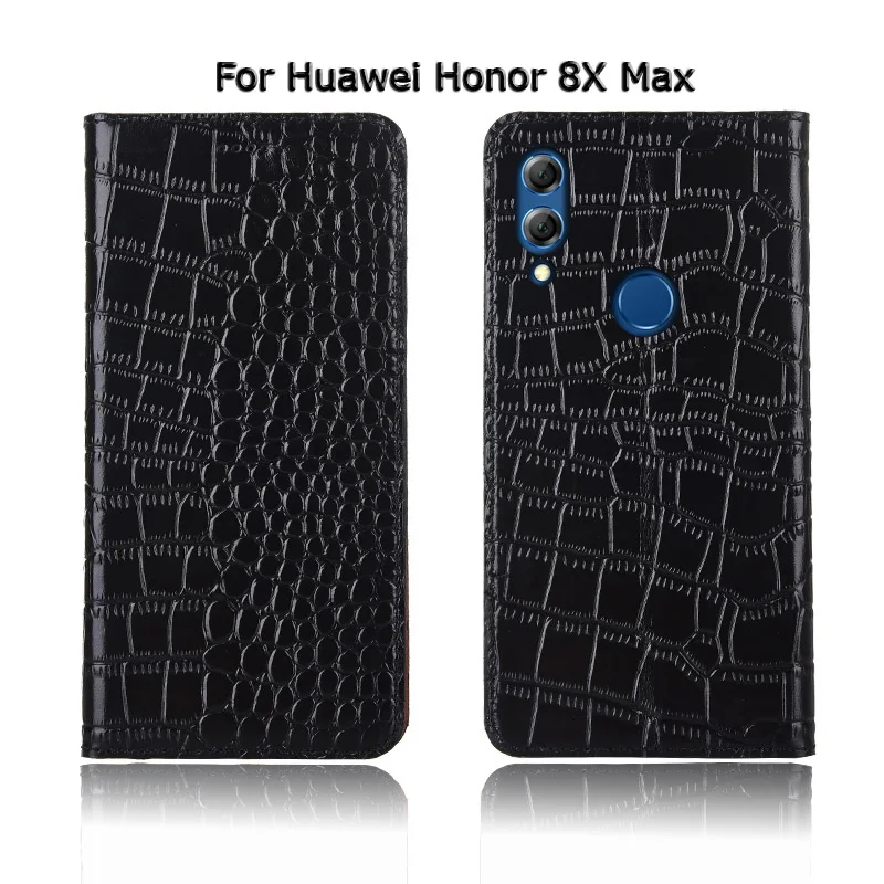 Krokodilas Telefono dėklas Padengti Huawei Honor 6X 7X 8X Max 8C 8A 9X Pro Premium Originali karvės odos Odos Apversti Stovėti Telefono dėklas, Maišelis