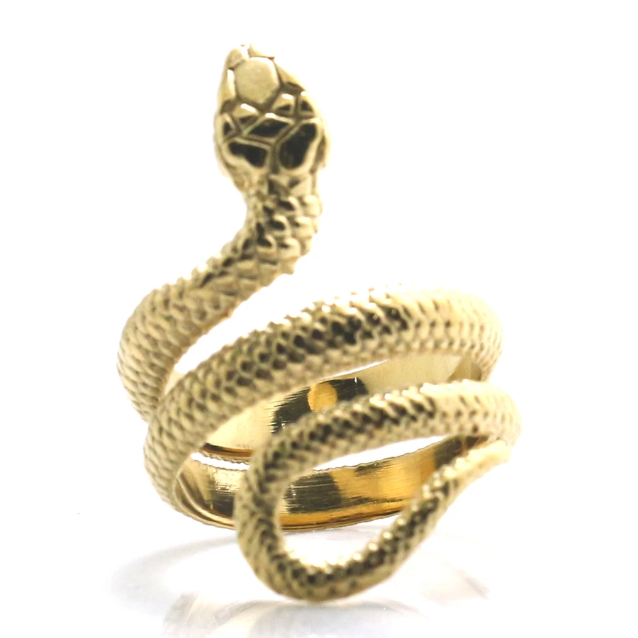 316L Nerūdijančio Plieno, Kietas, Aukso Spalvos Klasikinio Gyvatės Žiedas Naujausias