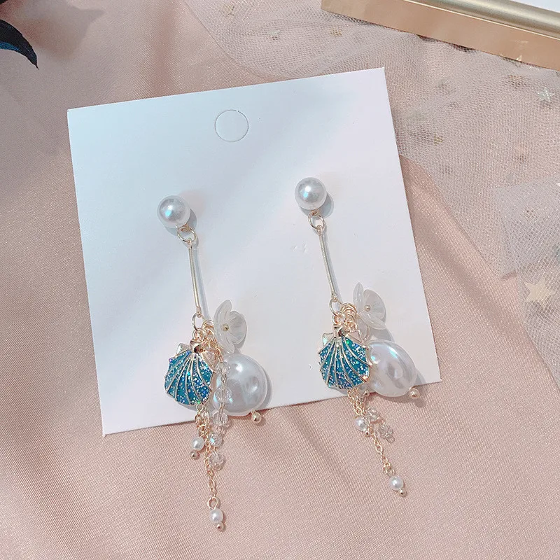 2020 Naujas mados joker pearl gėlės Moterims, auskarai ilgas saldus sutartis metaliniu korpusu modeliavimo Lašas auskarai Papuošalai