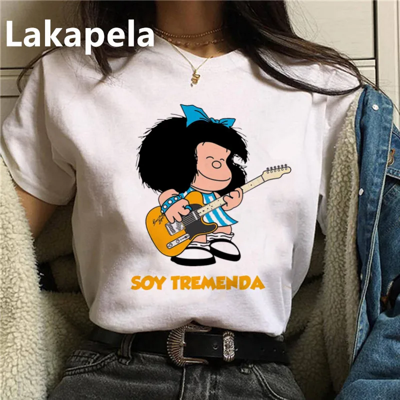 Moterų marškinėliai Animacinių filmų PAZ Mafalda ar QUIERO Kavinė Spausdinti Moteris Tshirts Harajuku Grafinis Marškinėliai linksma Mergina Viršuje Ropa de Mujer 2020 m.