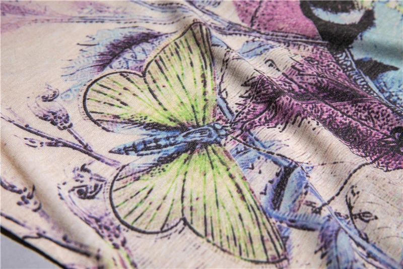 Mados mėlynas drugelis spausdinti marškinėliai moterims, o-kaklo, ilgomis rankovėmis grafinis tees pagrindinio slim tee marškinėliai femme 4XL 5XL 2020 m. pavasarį naujas