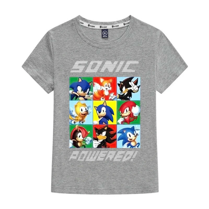 2-14Y 2020 metų Vasaros Sonic The Hedgehog Marškinėliai Vaikams Drabužių Berniukų marškinėliai Bamblys Merginos Šukuotinės Medvilnės Vaikų Mados Atsitiktinis Tees