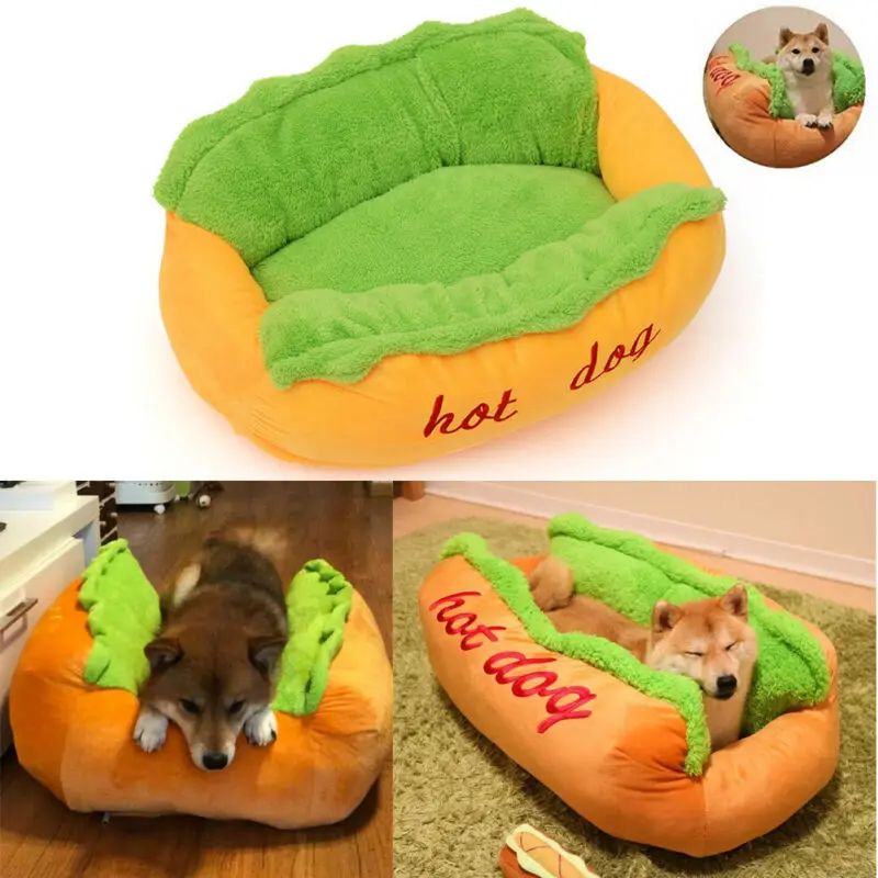 2019 Nauja Pet Lova Šunų Kačių Pagalvėlės Namas Mažylis Žiemą Šiltas Veislynas Sofa Kilimėlis Antklodę Galima Skalbti Kūrybos Hot Dog Formos Šunų Lovos