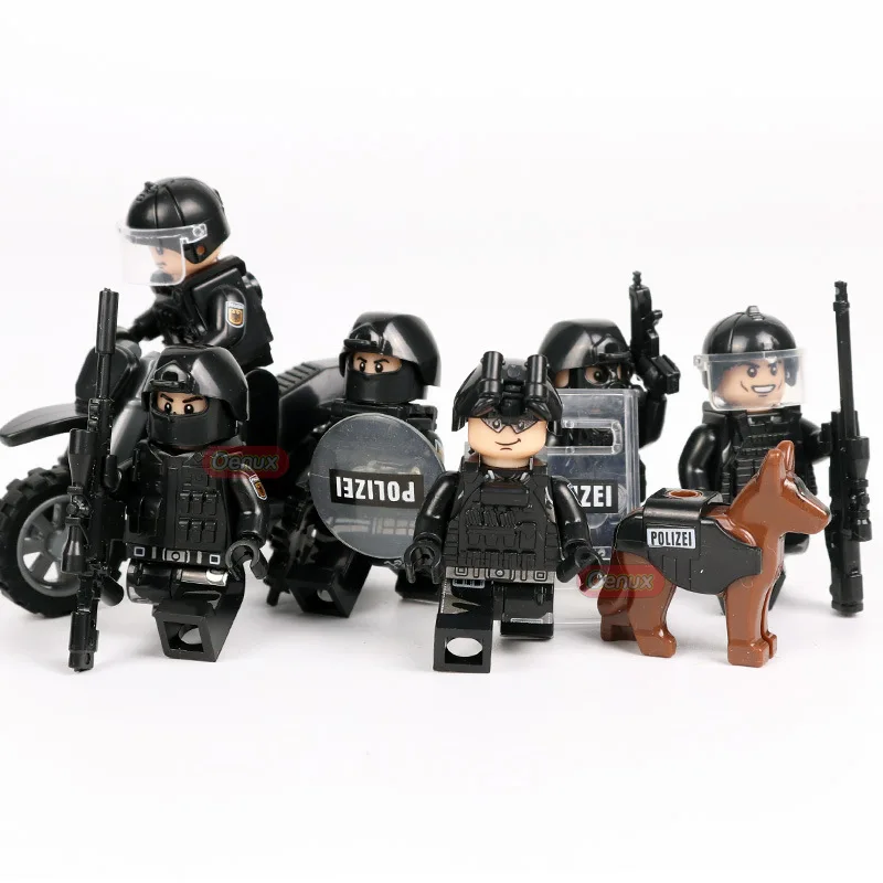 Kariuomenės Specialiųjų Pajėgų Kariai Plytų Duomenys SWAT Ginklai, Ginklų Motociklo Suderinama Ginkluotųjų Blokai Vaikams, Žaislai