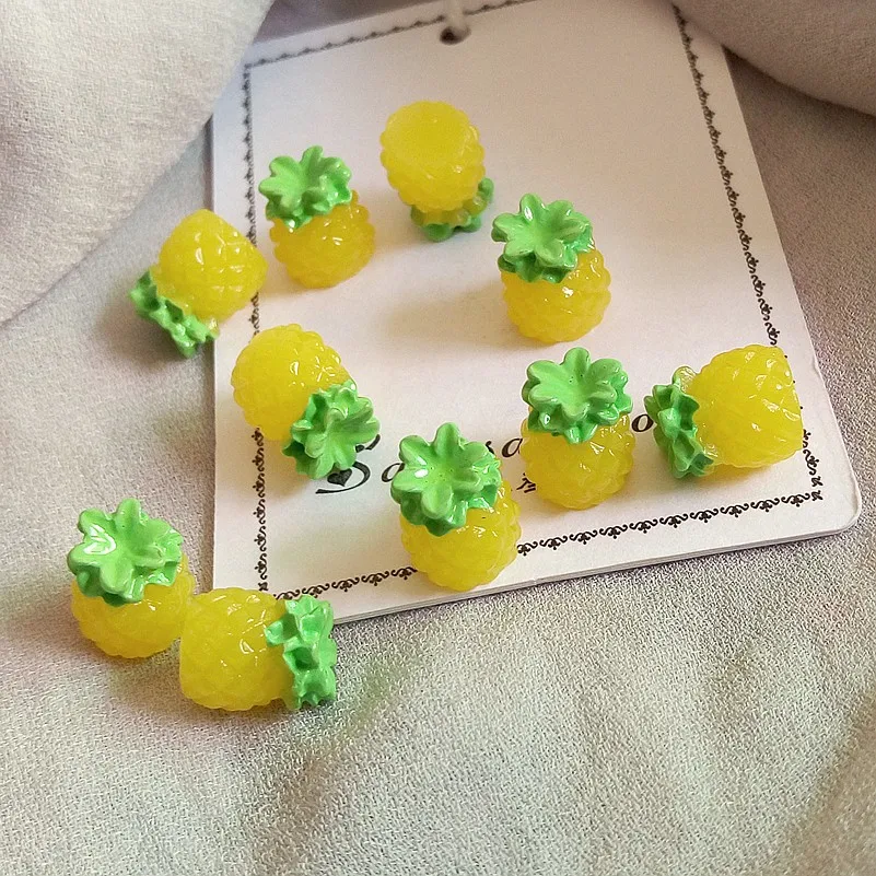 Tanduzi 20pcs Flatback Dervos Cabochons Modeliavimas Maisto 3D Netikrą Ananasų 