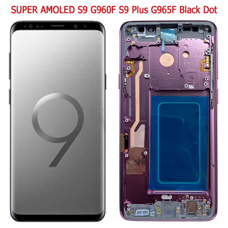 SUPER AMOLED S9 G960F LCD Samsung Galaxy S9 PLUS G965F LCD Jutiklinis Ekranas Su karkasu montavimas S9 G960F S9 Plus G965F LCD