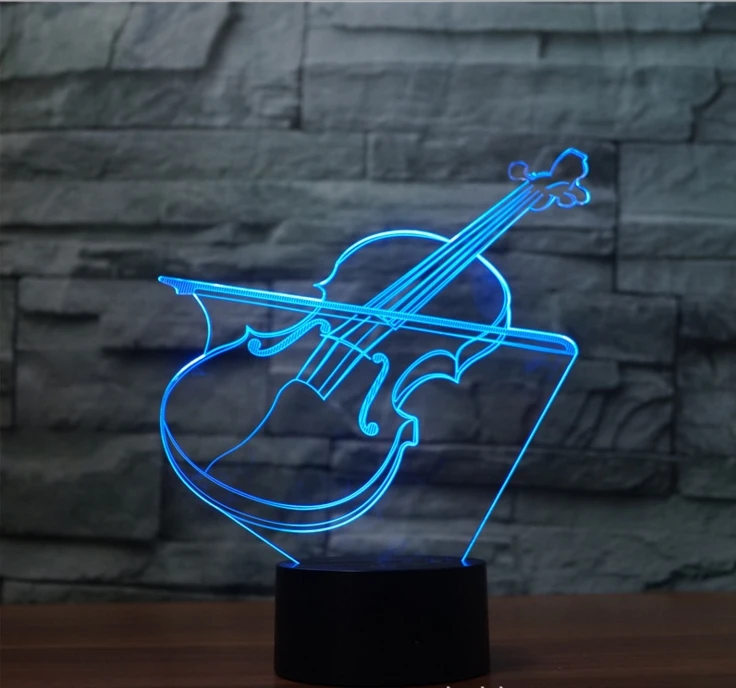 [Septynių Neon]nemokamas Pristatymas Smuikas Akrilo 7Colors Stalo Lempos 3D Lempos Naujovė Led Nakties Šviesos Millennium Falcon Šviesos