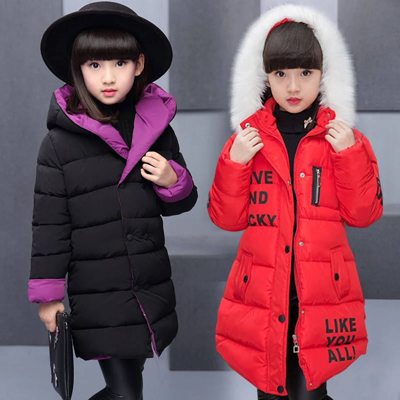 Kūdikių Žiemos viršutinių drabužių siuvimas, Paltų Mados Kietas dvipusės Dėvėti Dizaino Vaikų Mergaičių Paltai, Vaikams, Drabužiai Vidurio-Ilgas Šiltas Paltas
