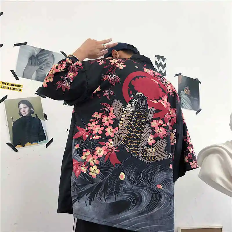 Marškinėliai moteriška 2020 m. Moteris Harajuku Cardigan Japonų Kimono Vasarą Skaitmeninis Atspausdintas Laisvi Marškinėliai Topai Atsitiktinis Moteris, Vyras Kimonos Kailis