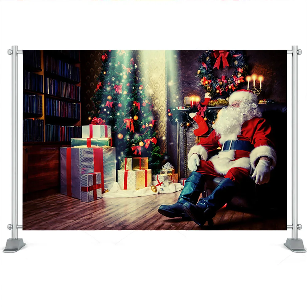 Kalėdų Santa claus medinių Grindų Fone Fotografijos Medžių Dovanos Fonas Photo Booth Vaikų Fonas