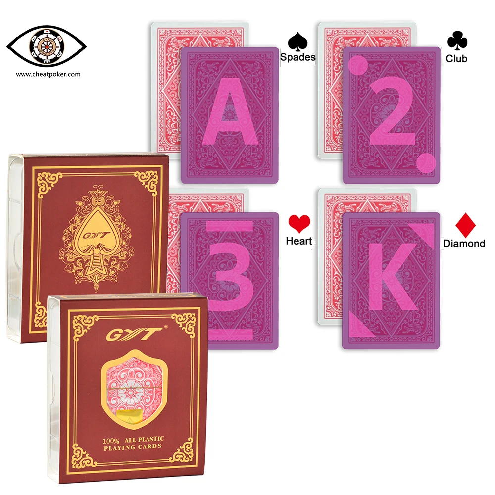 Pažymėtos Kortos GYT 609 Magijos Triukų, Poker Dydžio Plastiko Denio Nematomi Ženklai Infraraudonųjų spindulių Kontaktinių Lęšių Anti Cheat Pokerio