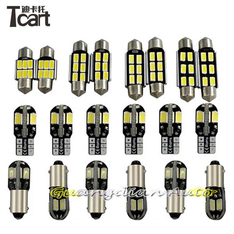 Tcart 7 x Klaidų Balta Interjero LED Šviesos Paketas Rinkinys, skirtas 
