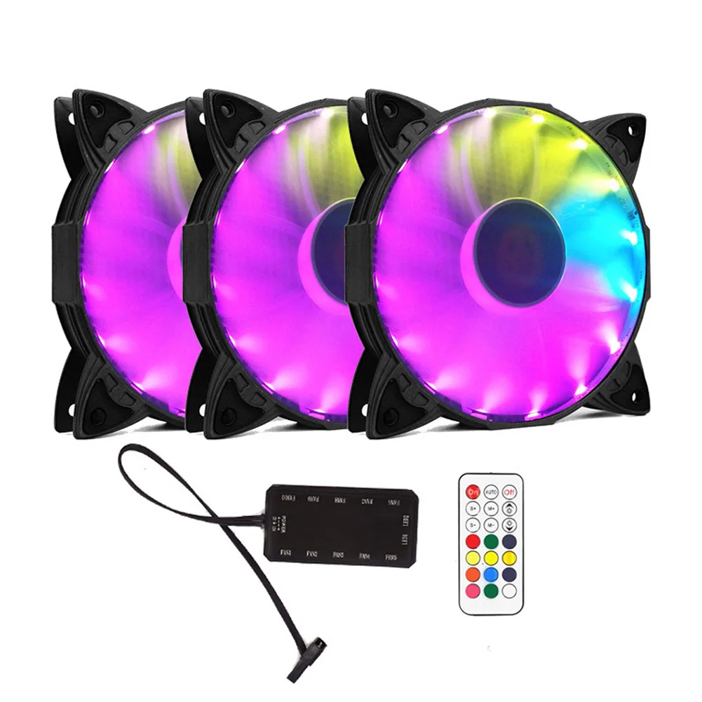 Rainbow Šviesos RGB Reguliuojamas Spalva Aušinimo Ventiliatorius 120mm LED PC Kompiuteris Silent Case Fan Controller VH99