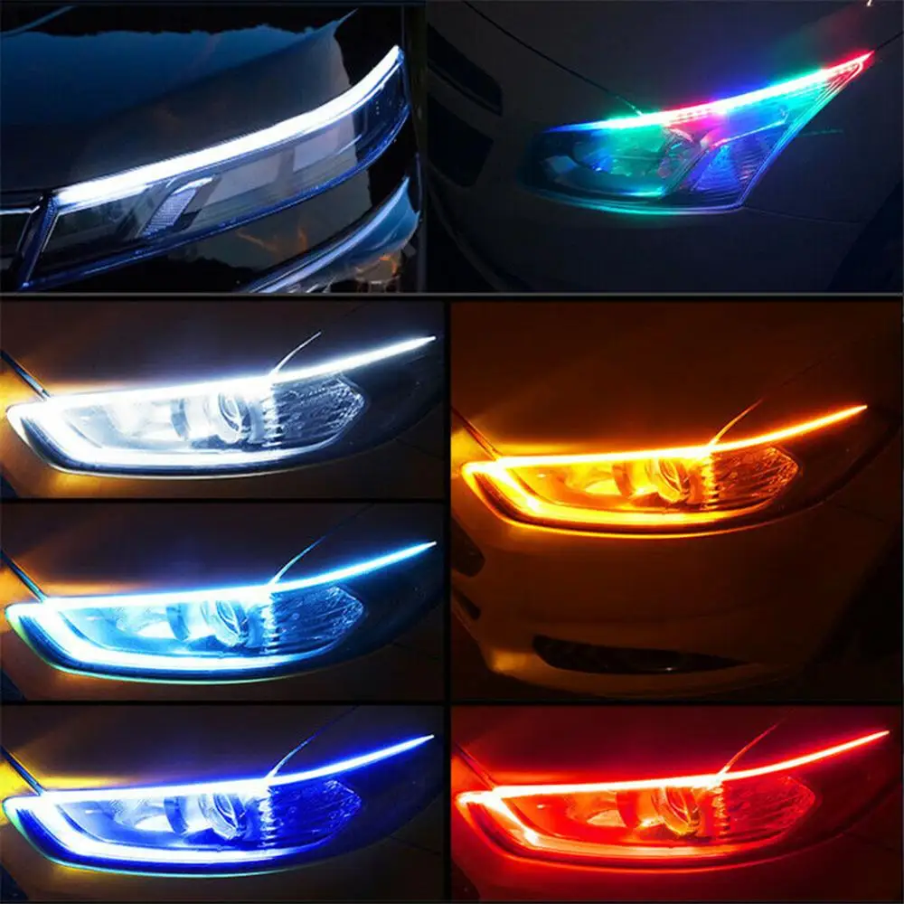Nauji 2vnt Lankstus Automobilis LED Šviesos Juostelės(3 Dydžių), Dieniniai Žibintai RGB Vandeniui Posūkio Signalo Žibintai su Nuotolinio Valdymo Įrankis