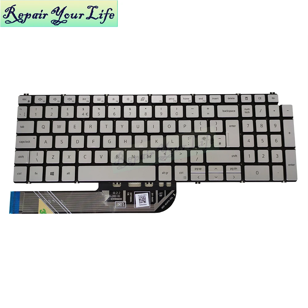NH88W klaviatūra su foniniu Apšvietimu, skirtą Dell Inspiron 15 7591 5584 7590 7791 Klaviatūros UK GB Britų sidabro KN 0NH88W LOC00 laptop dalys naujos