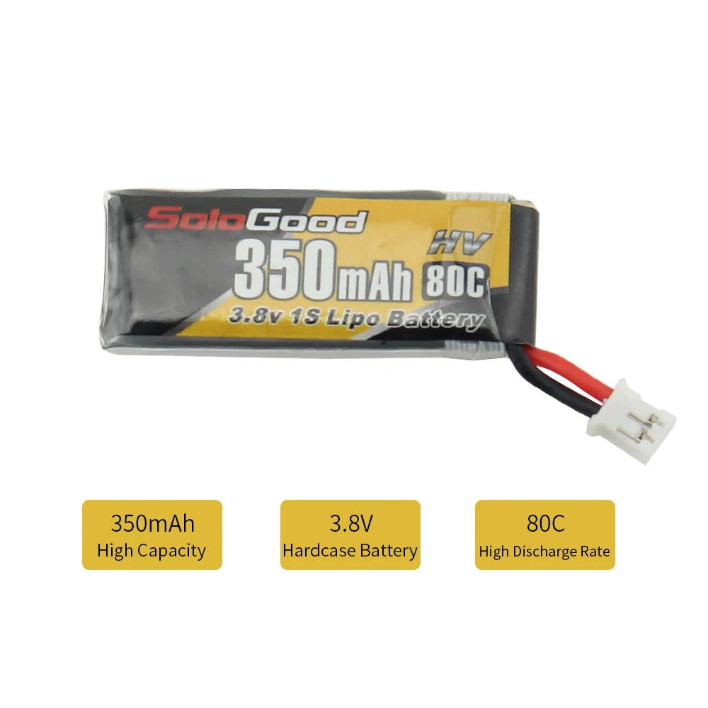 5VNT SoloGood Lipo Baterijas 1S 3.8 V 350mAh 80C Įkrovimo Baterija (akumuliatorius su PH2.0 Plug Jungtis, skirta Patalpų Lenktynių Drone Žaislas