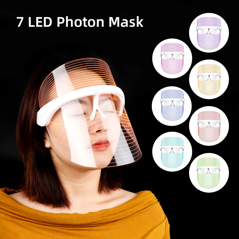 7 Spalvų LED Šviesos Terapija Veido Kaukė Fotonų Priemonė Anti-aging, Anti Spuogų, Raukšlių Šalinimas, Odos Sugriežtinti Beatuy KURORTINIS Gydymas