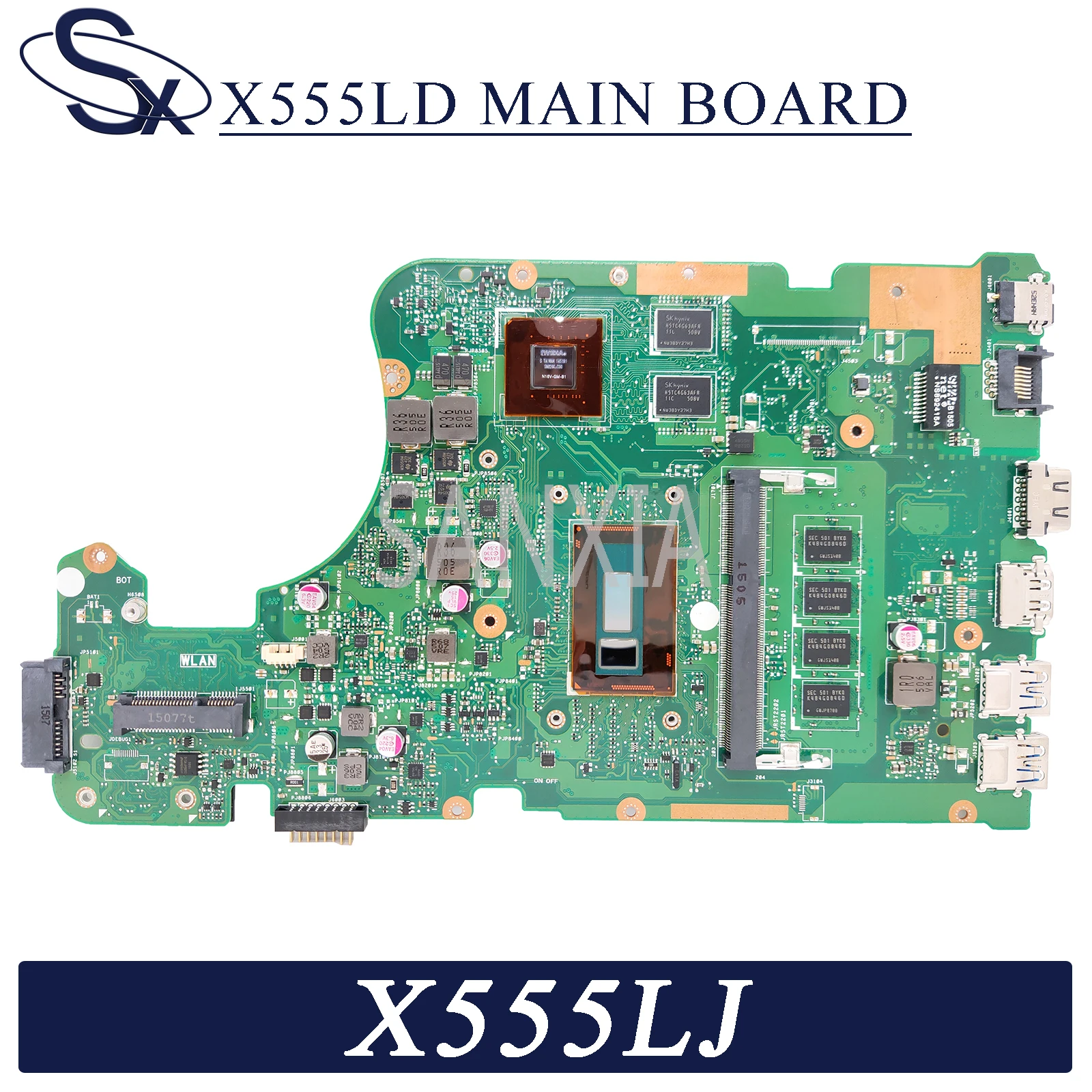 KEFU X555LD Nešiojamojo kompiuterio motininė plokštė, skirta ASUS X555LJ X555L originalus mainboard 4GB-RAM I3-5005U GT920M LVDS
