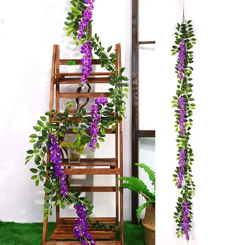 Erxiaobao Violetinė Wisteria Dirbtinės Gėlės Netikrą Šilko Gėlių String Rotango Cukranendrių Namuose Šalis Vestuvių Sienos, Durų Spinta Dekoras