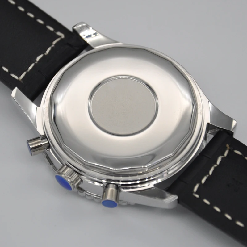 46MM Corgeut Vyrai Laikrodžiai Top Brand Prabanga Švytinčios mėlynos Žiūrėti Vyrų Odos Chronograph Kvarcas Žiūrėti Vyrų laikrodis Auto Data