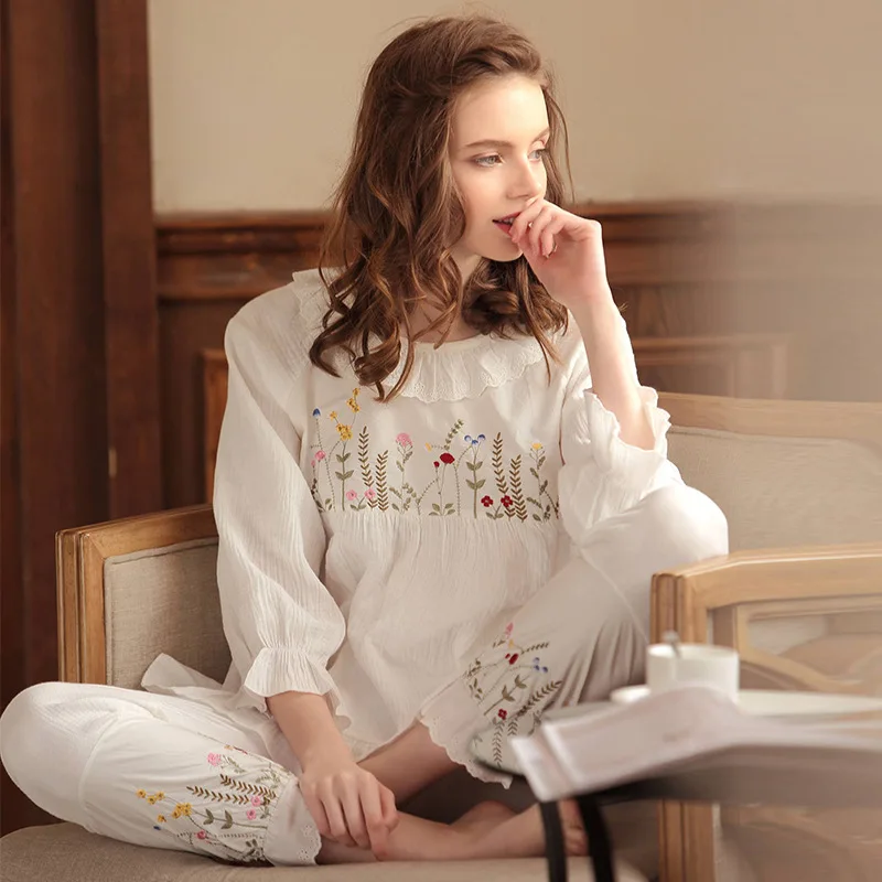 Japonijos naujuoju stiliumi ponios pavasarį, rudenį ir žiemą pižama kostiumas medvilnės atsitiktinis ilgomis rankovėmis kelnės namų paslauga pižamos moterims
