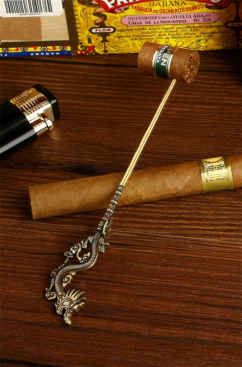 Retro Brass Cigarų Praeiti Adata Cigarų Rūkalius Nešiojamų Dragos Gręžti Kūrybos Drožyba Spiralės Vėdinimo Adata Cigarų Įrankis CT-018