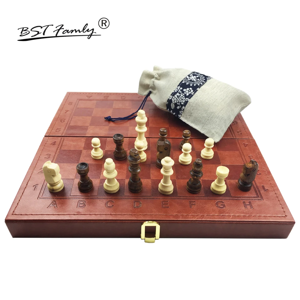 Mediniai Šachmatai Nustatyti Karalius Aukštis 79mm Chessman Tarptautinės Šachmatų Žaidimas PU Odos Lankstymo šachmatų lentos, Medienos Šachmatų figūrą, I48