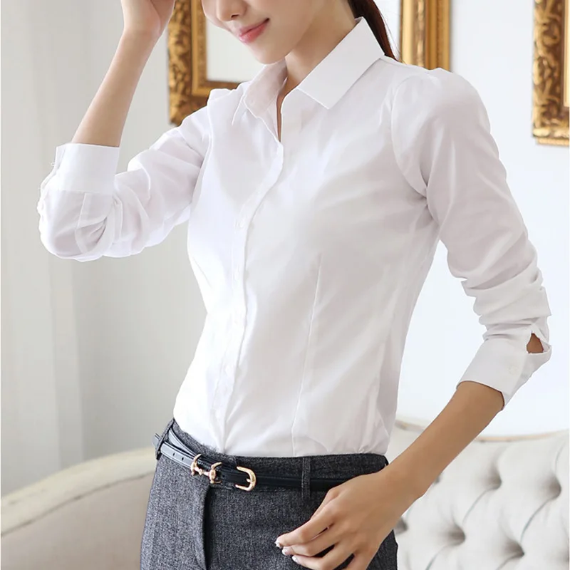 Pavasarį, Vasarą moteriški Marškinėliai ilgomis Rankovėmis Moterims Palaidinės Ponios Office Marškiniai Plius Dydis 4XL Balti Marškiniai Moterų Blusas Camisas Mujer