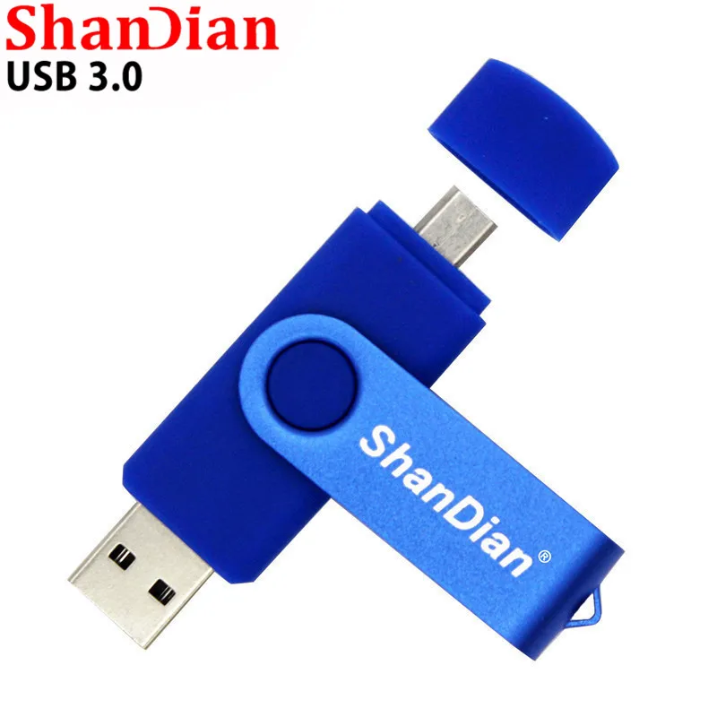 SHANDIAN didmeninė USB 3.0 Išmaniųjų telefonų USB Flash drive, OTG pendrive 8G/16G/32G/64GB Flash drive pen ratai atminties U disko